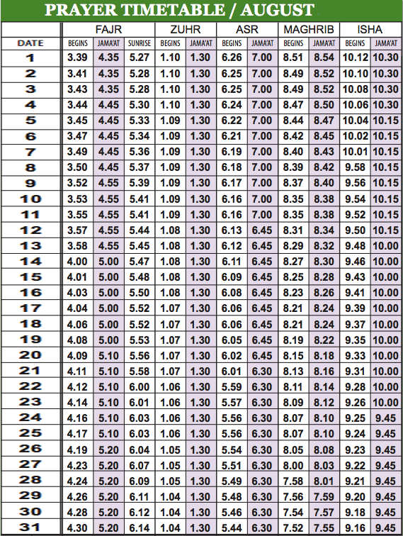 Ide Penting Printable Islamic Prayer Times Baju 2022